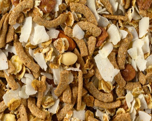 close up of assorted nuts seeds and grains for healthy diet